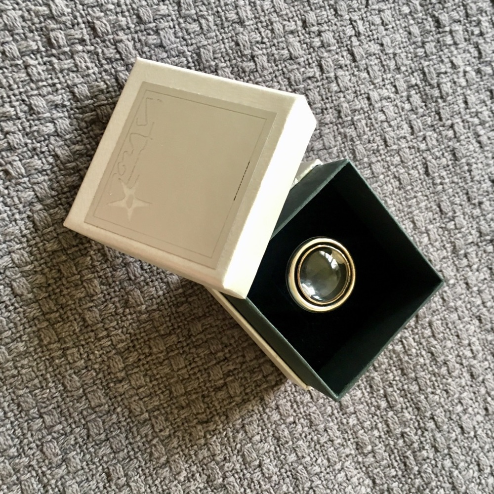 Designer sterling silver and crystal ring.